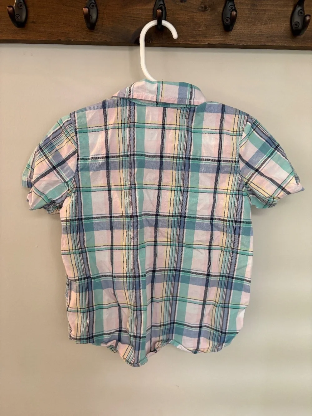Old Navy Toddler Plaid Shirt 3T Bow Tie Easter Pastel Stretch Button Down